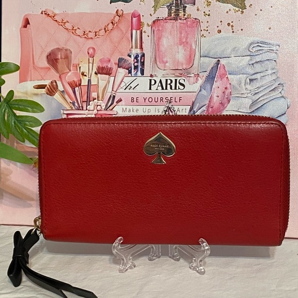 Kate Spade Handbags - Kate Spade  Vintage and Gorgeous zip around wallet red and gold hardware
